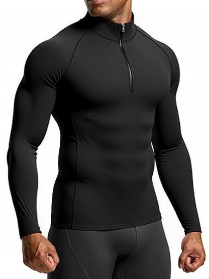 2025 New Men Sportswear Fitness Top Gym Shirts Quick-Drying Breathable Slim Long-Sleeved T-Shirt Running Training Clothes Autumn