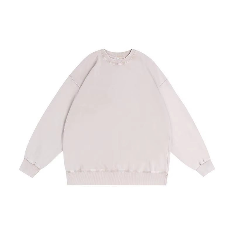 Washed and Aged Sweatshirt, Men'S Loose Hoodie, Round-Neck Jacket S-5XL